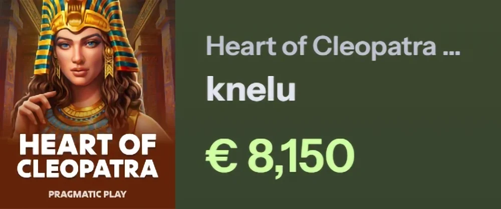 Someone Won 8150 at Heart of Cleopatra - Try It Now